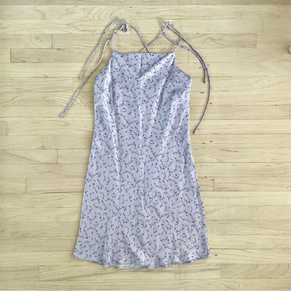 Zara Printed Floral Satin Mini Slip Dress
